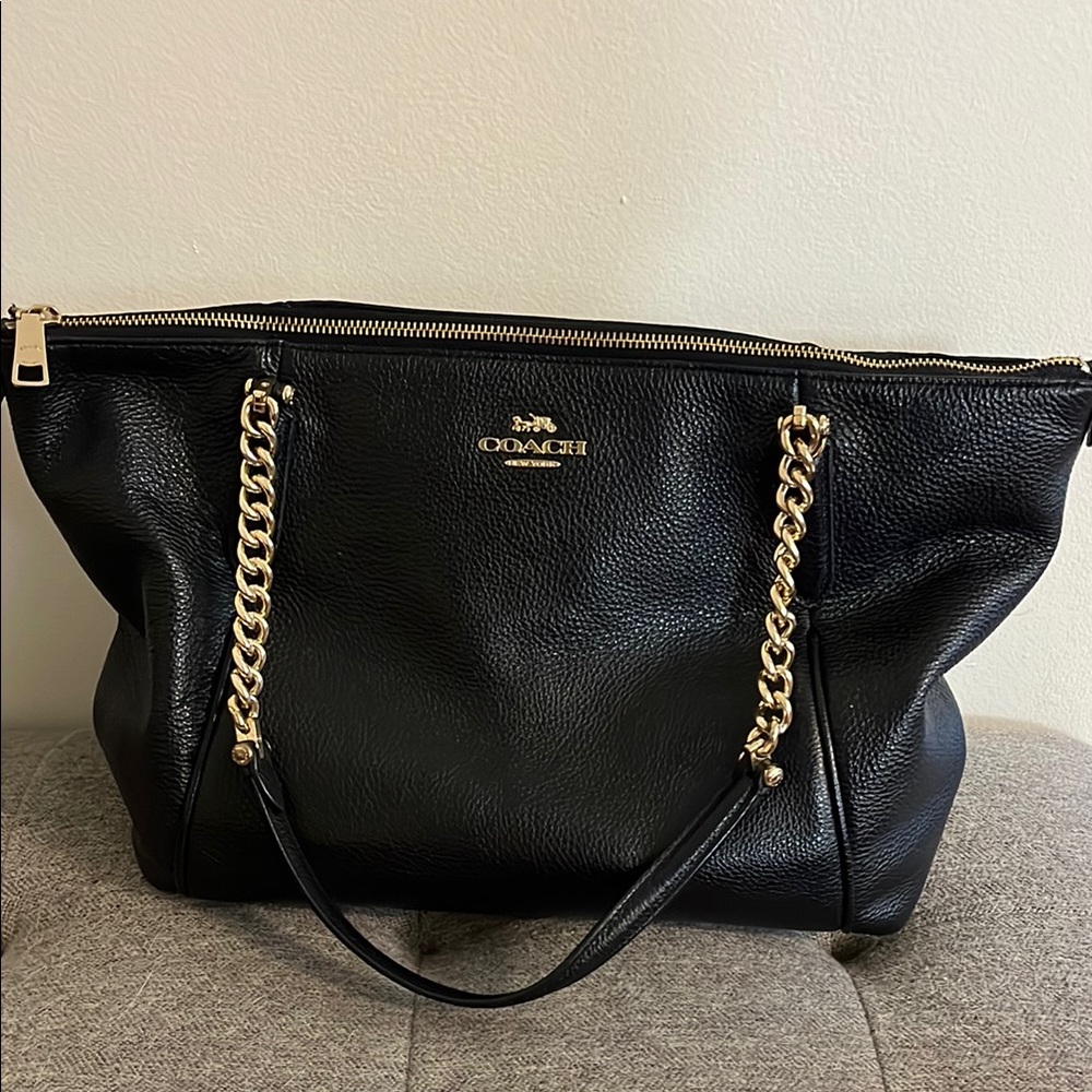 Coach Black Leather Tote Bag